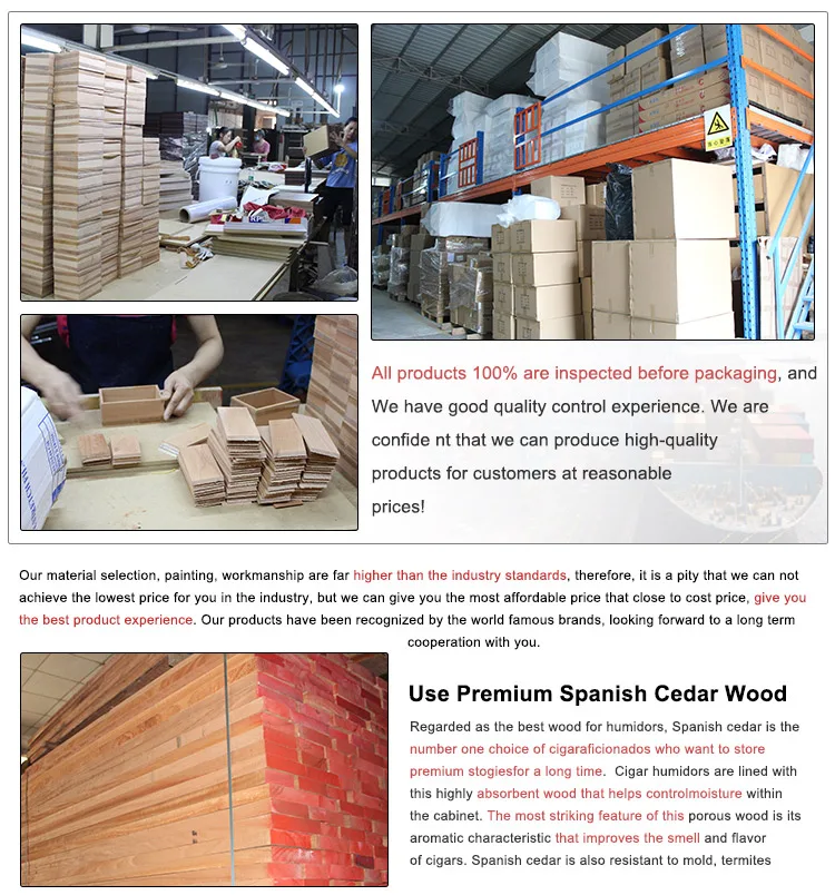 Wholesale Solid Wood Cigar Humidor Boxes Spanish Cedar Wooden Cigar Box Cigar Travel Case