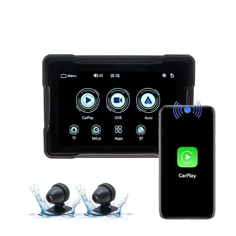 OEM Manufacturer Wholesale Price Motorcycle CarPlay Android Auto Touch Screen with DVR Bluetooth WIFI Tire Pressure Waterproof
