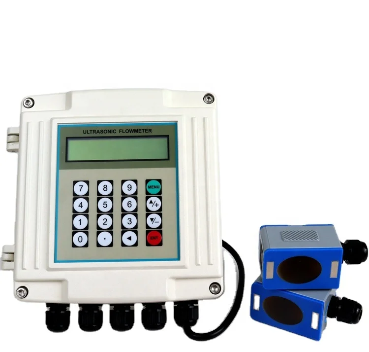LCD Display clamp on ultrasonic flowmeter wall mounted sewage ultrasonic digital flowmeter