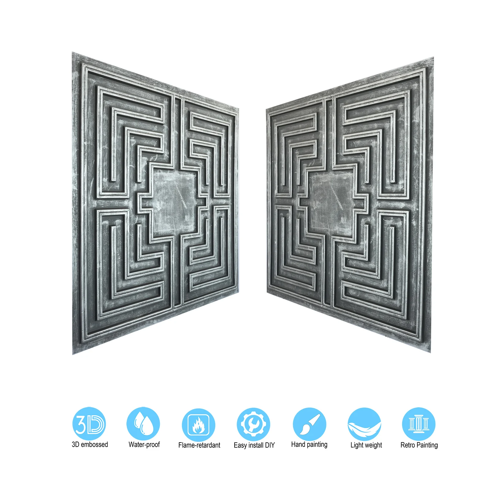 Decorative tin wall tile Easy to Install PVC Panels for Cafe Club PL25 Antique tin