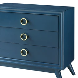 Living Room Furniture Vintage Small 3 Drawer Blue Wooden Drawer Chest