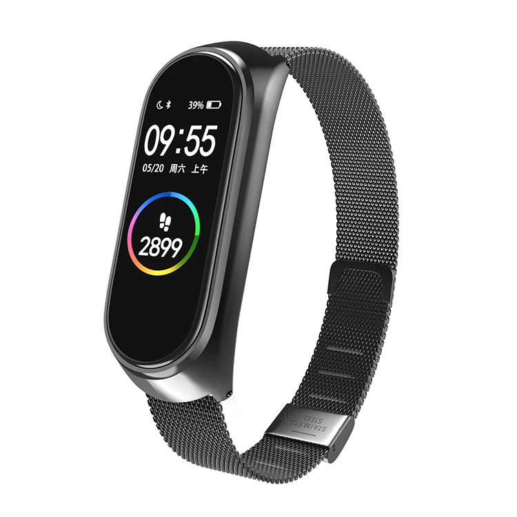 Newest Magnetic Milanese Loop Stainless Steel Watch bands with buckle For Xiaomi Mi Band 3 4 5 Series