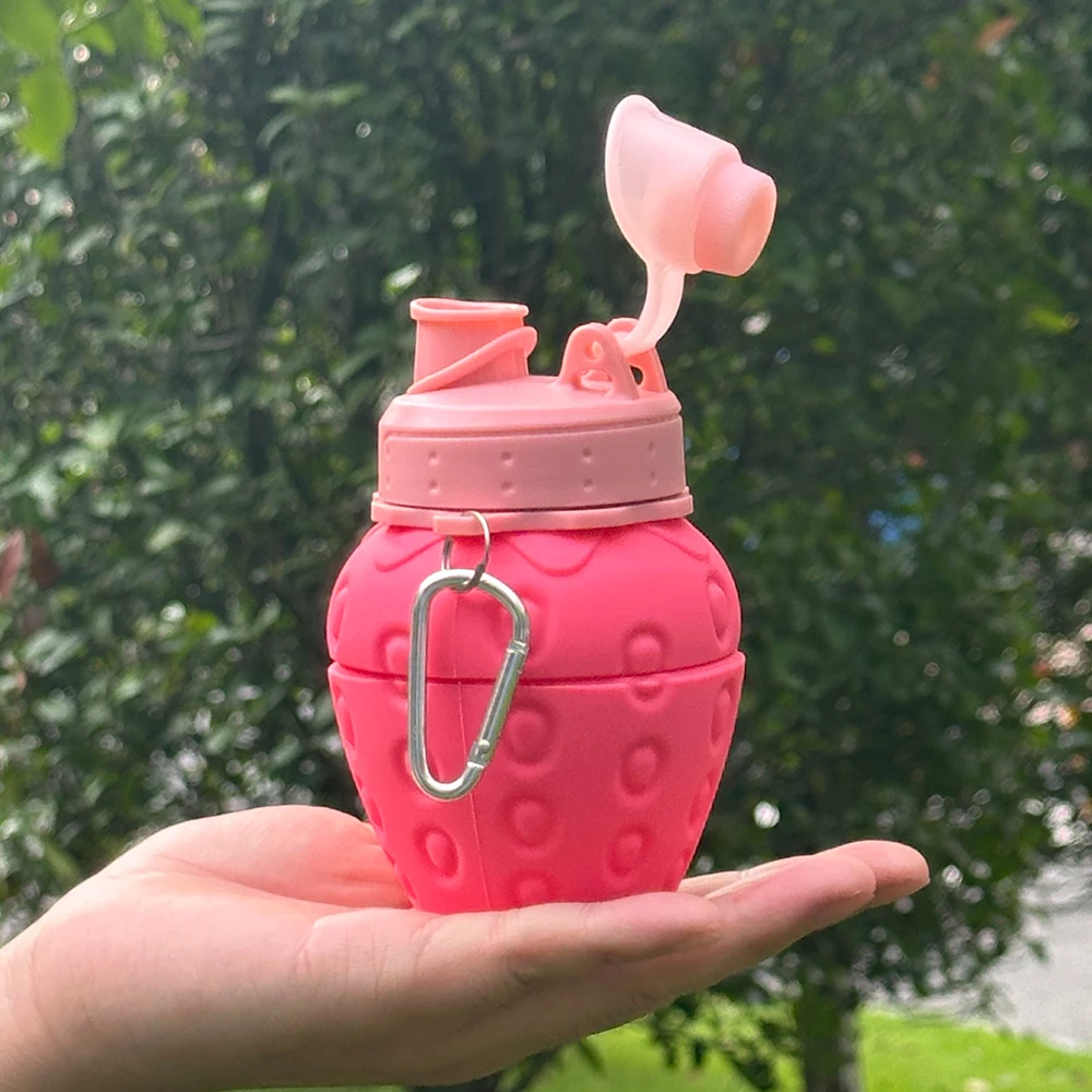 OUYADA Custom Food Grade Silicone Foldable Water Bottles Travel Gym Leakproof Collapsible Sports Silicone Water Bottle