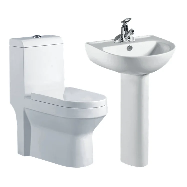 Sanitary ware factory ceramic one piece toilet wash basin with pedestal