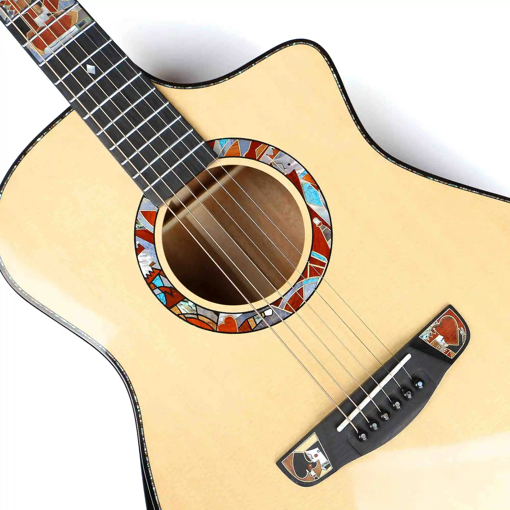 Superior Sevillana 1904 Unique Poker Design Concept High End Acoustic Guitars Full Solid Exquisite Engraving Best OEM