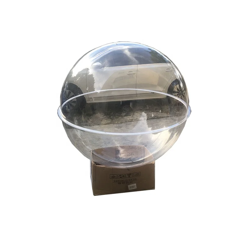 300mm Diameter Transparent Hollow Plastic Sphere Half Ball Stand With Hinge For Cat House