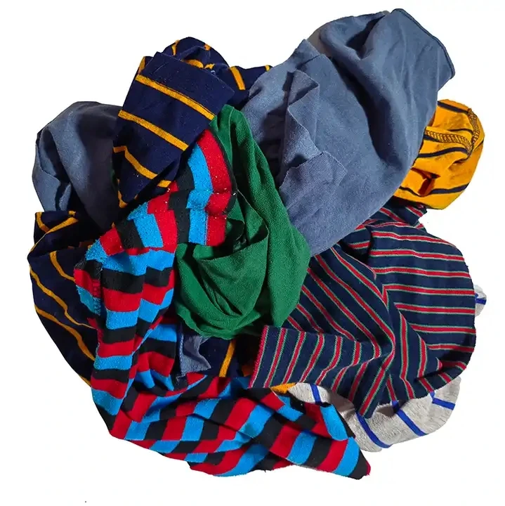 Garment Cutting Clips Rags Recycling Textile Waste Absorbent Rag Dark Color Mixed Printed Cotton T Shirt Wiping Rags