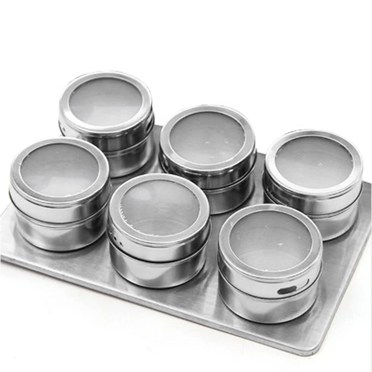 
Fashion Home Seasoning Storage Tins Sets Kitchen Stainless Steel Magnetic Spice Jars with Sift or Pour 