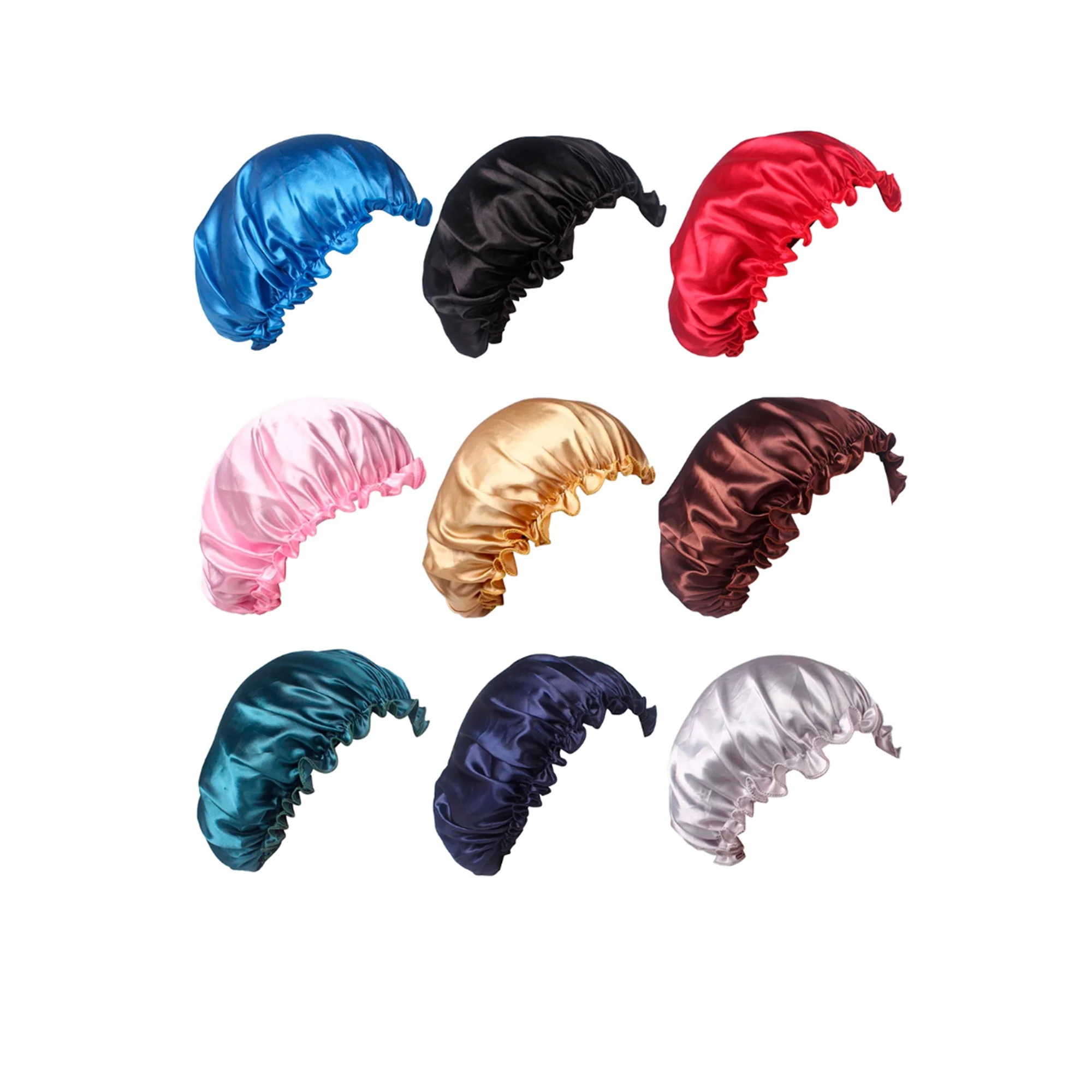 Hair Satin Bonnet For Sleeping Shower Cap Silk Bonnet Bonnet Femme Women Night Sleep Cap Head Cover Wide Elastic Band