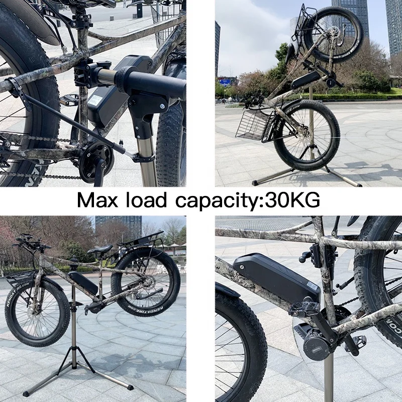 Foldable Aluminum Bike Repair Stand with Magnetic Tool Plate Stock Stand SMI3046