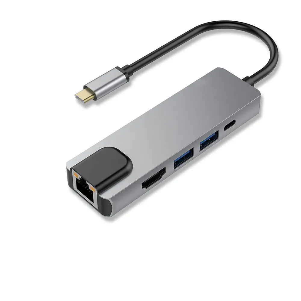 5 in 1 hdtv 100m ethernet  2*usb 3.0 type c hub adapter for macbook pro