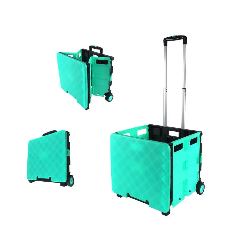 2024 new design plastic foldable trolley with wheels