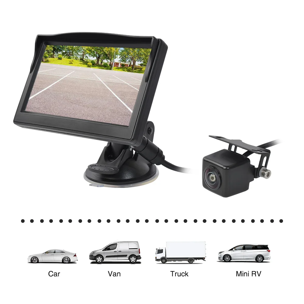 5 Inch AHD Backup Camera Stand alone Camera IPS Monitor Kit with guide line