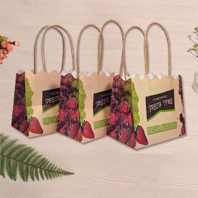 
Reusable Small Shopping Bag Custom Logo Printing Kraft Paper Bag with Twisted Handle 