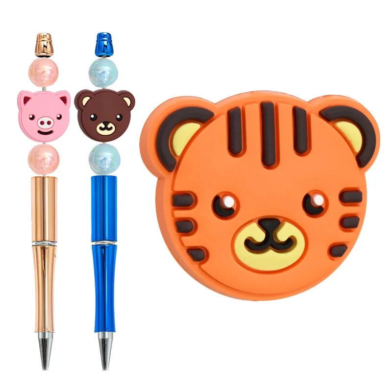 DIY Soft Material Animal Dogs Paw Tiger Lion Print Focal Bead Animals Rubber Silicone Printed Pens Beads For Pen Making