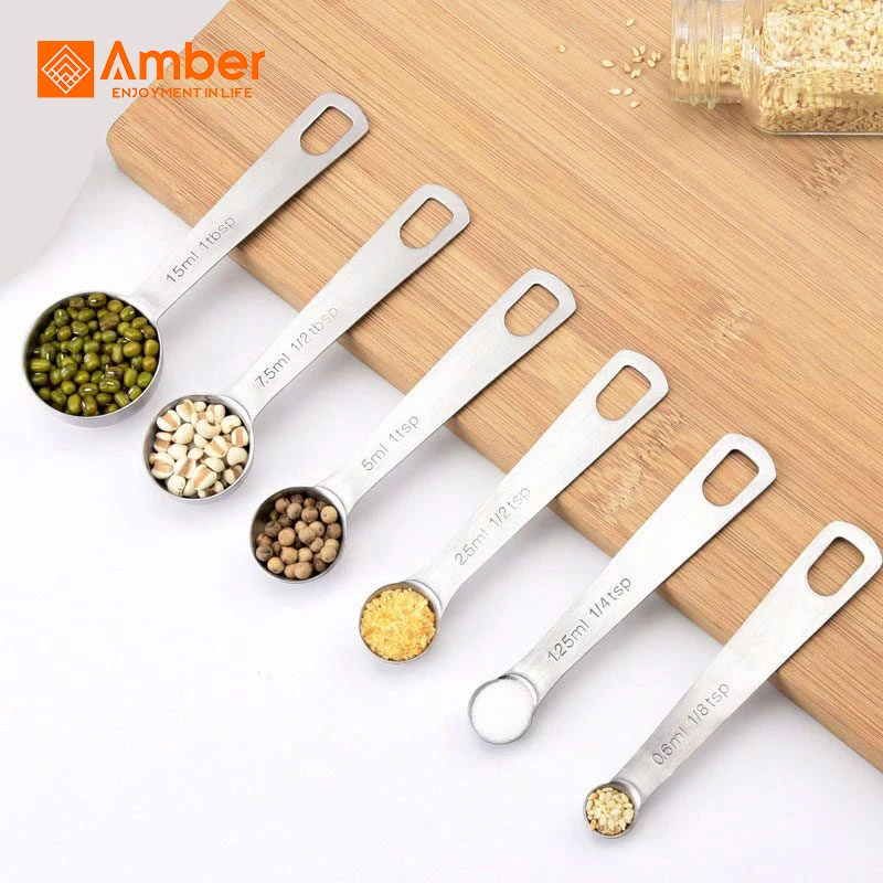 Eco-Friendly Multi-Function 8 Pcs Stainless Measuring Spice Spoons Set