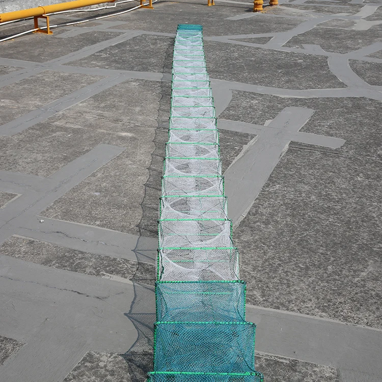 Fast Delivery Commercial Foldable PE Mesh Crab Fish Pot Shrimp Crayfish Spring Trap 22cm*35cm*29knots(102yarn)