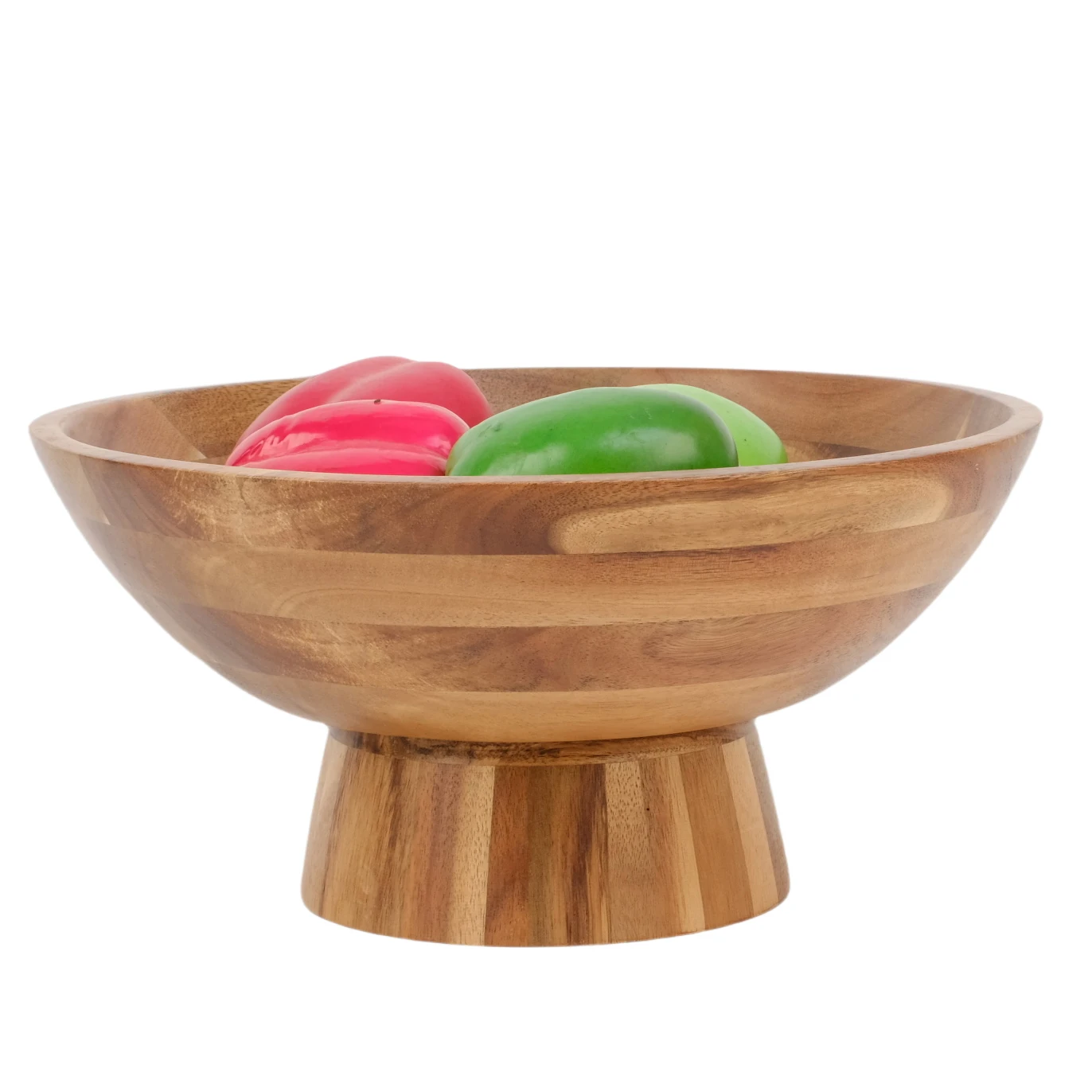 XH Large Wood bowl with foot, Elevated Wood Serve Bowl for snack fruit