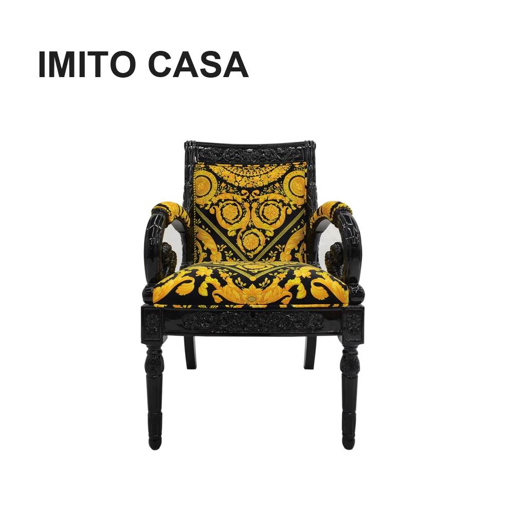 IMITO CASA итальянская роскошная мебель из цельной древесины стильный черный и золотой стул с акцентом Европейский современный стул для отдыха модное кресло