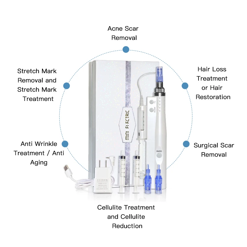 2 In 1 Mini Electric Meso Gun Nano Microneedles Derma Pen For Skin Rejuvenation Beauty Machine