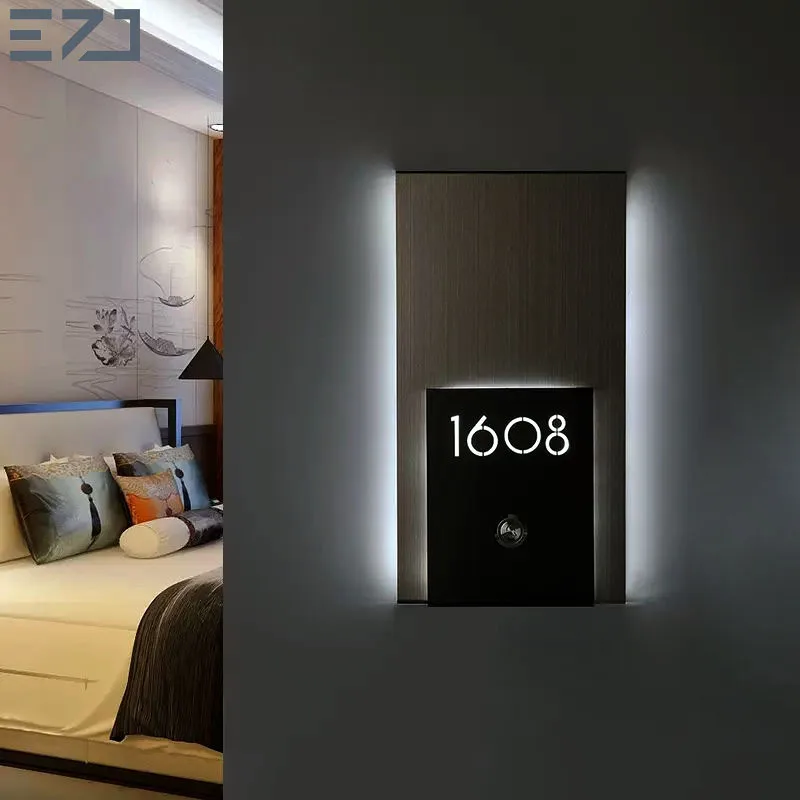 Do not Disturb Stainless Steel Illuminated LED Hotel Door Number Signage Apartment Room Touch Button Switch Doorplates with EZD
