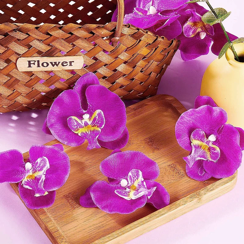 Artificial orchid petals flowers  real touch phalaenopsis butterfly flower head for DIY craft home wedding party decorations