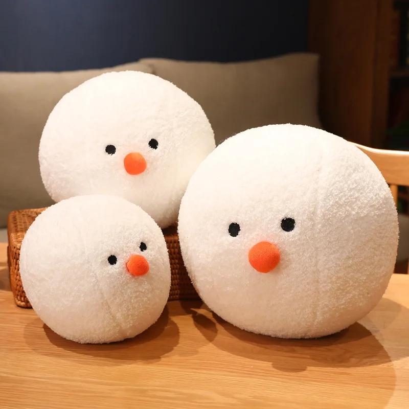 New White Snowball Doll Snowman Throw Pillow Snowman Plush Toy Pendant Cartoon Christmas Gift Soft Throw Pillow Sofa Cushion
