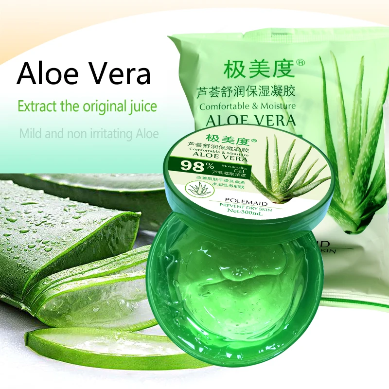Hot Sell 98% Natural Aloe Vera Gel Soothing &  Moisturizing Skin Care Gel Organic Aloe Vera Gel For Face 300ml