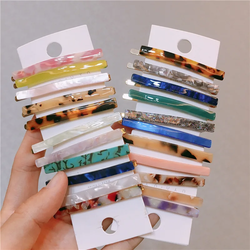 Cellulose Acetate Clip Simple Girls Korean Bobby Metal Hair Pin Accessories