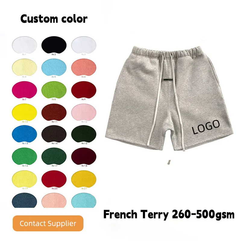 Hot selling style high quality ESSENTIALS shorts reflective french terry cotton shorts men