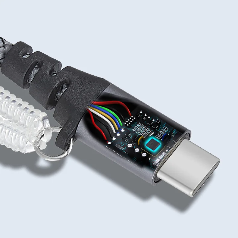 2 in 3 out 5 in 1 PD 60W PD USB Fast charging nylon braided data usb cable Phone Micro USB Type C Cable 3.3 FT Grey