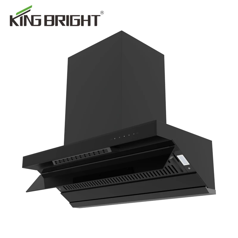 Высокого давления всасывания из нержавеющей стали всасывания вытяжка черного закаленного стекла с обдувом тело чувство сенсорная кухонная вытяжка