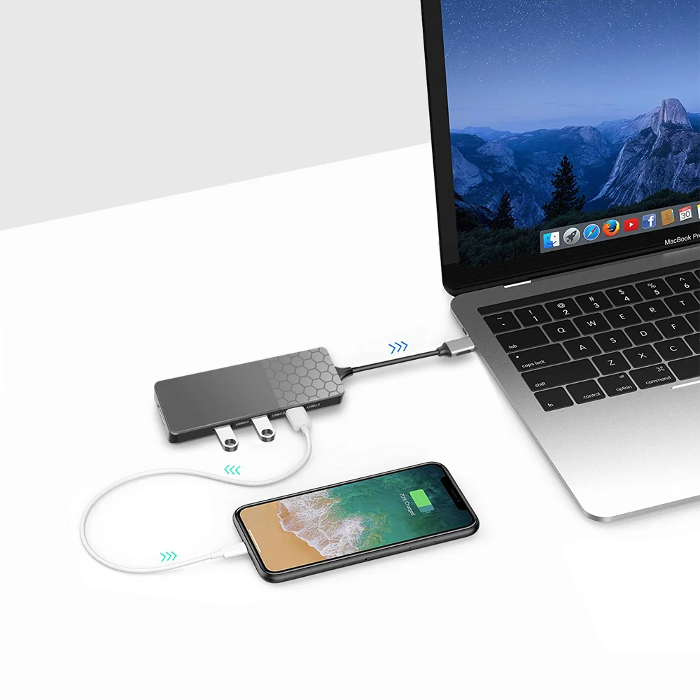 
Smart 8 In 1 USB C to HDTV Adapter with 1000M Ethernet, PD power Type C Charging Port 2 USB 3.0 Ports Adapter 