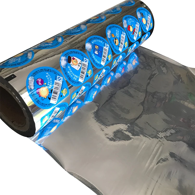 Custom print easy peel off jelly cup lidding packaging pet sequin transfer beverage automatic roll film