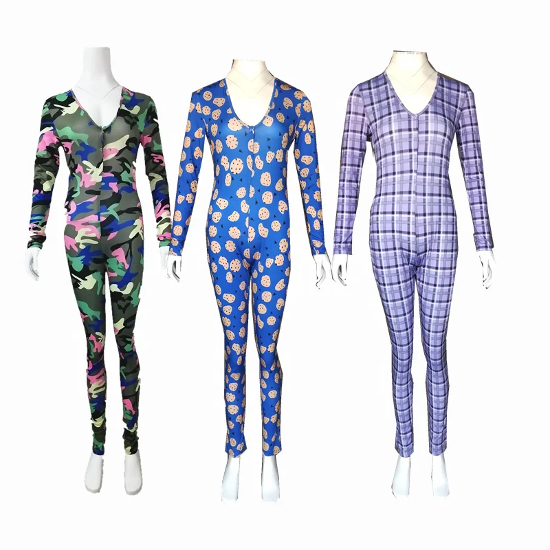 
Long sleeve womens house wear onesie sexy for women butt flap 