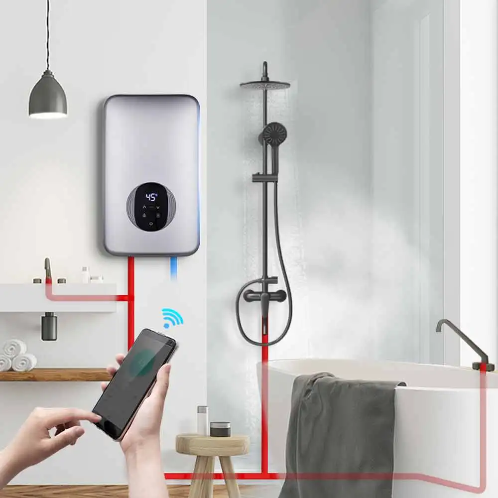 3.5-13.5kW Smart Wifi chauffe eau Water Heater Electric Geyser Instant Hot Water Heater Tankless Electric