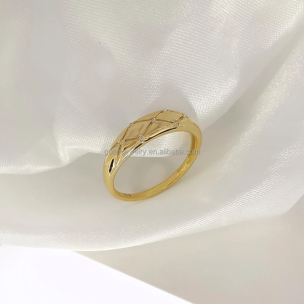Real Gold Fine Jewelry AU585 14k Diamond Ring Women Finger Engagement Ring Gold Gift Chinese Factory 14K Gold Ring