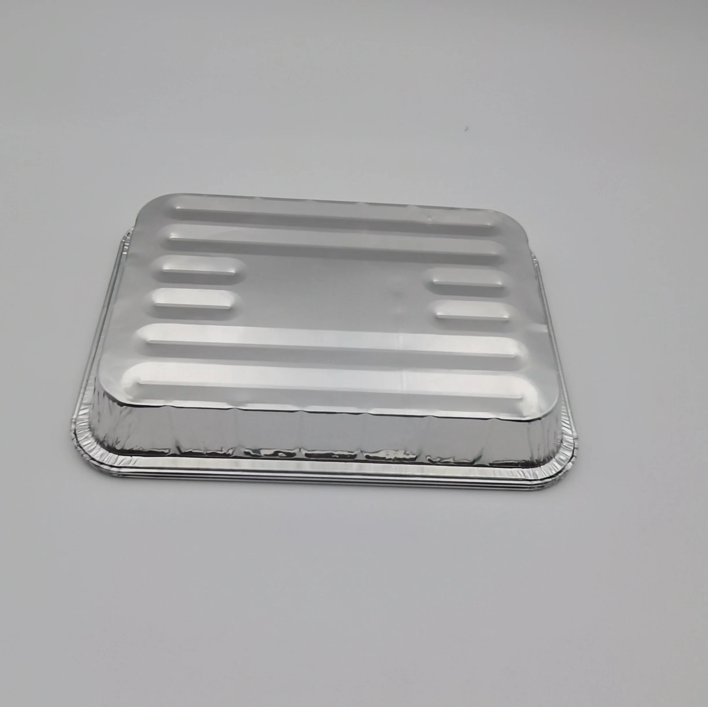 Disposable aluminium food containers shallow foil tray crimped edge food packaging boxes