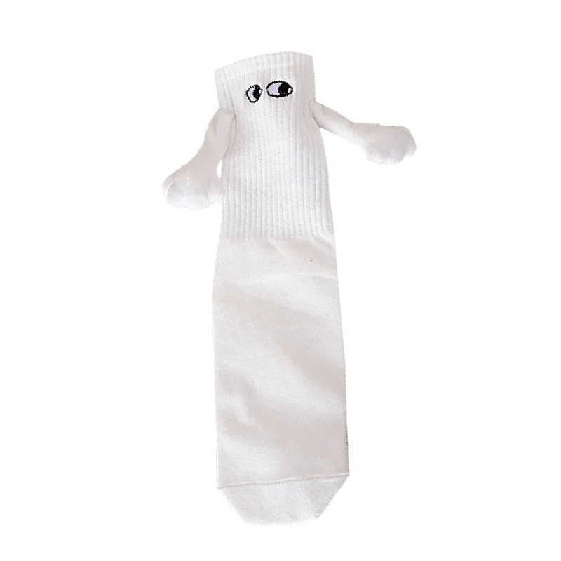 Magnetic couple holding hands socks solid color funny midtube socks fashion trend personality all match student sports socks