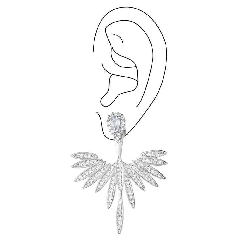 DAIHE SET-3901 Angel Wing Necklace Inlaid with Zircon Women Earrings Clavicle Necklace Jewelry Two-piece Set