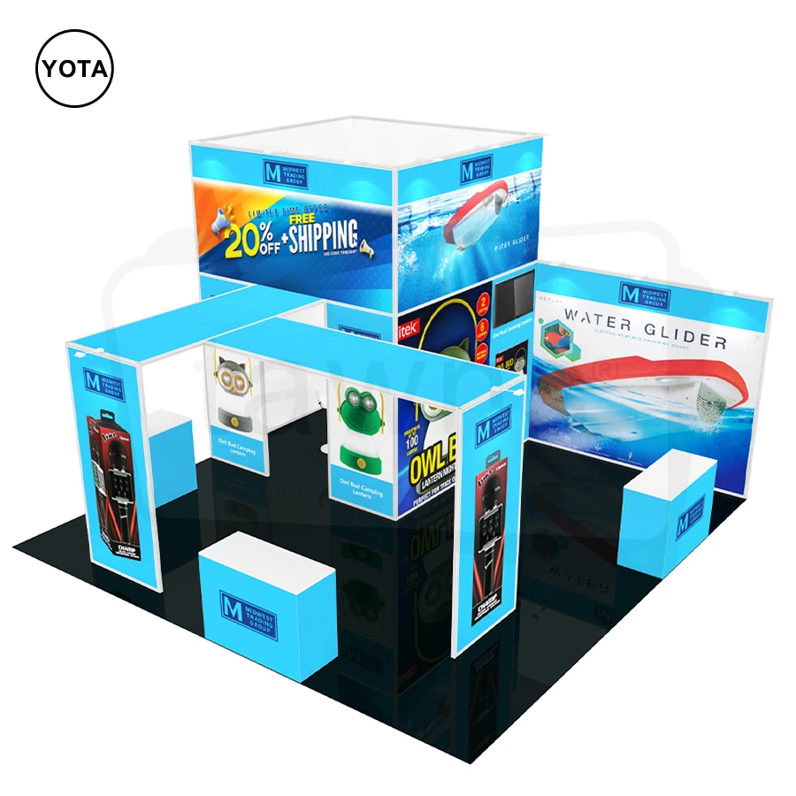 Tawns New Design Aluminum Custom Portable Quick Assemble LED Backlit Display Backdrop Trade Show Booth Equipment Pop Up Stand