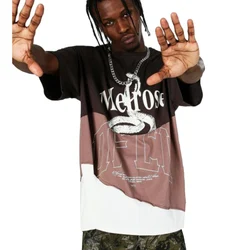 Multi design color cut and sew t shirt for men mix color oversized spliced t-shirt