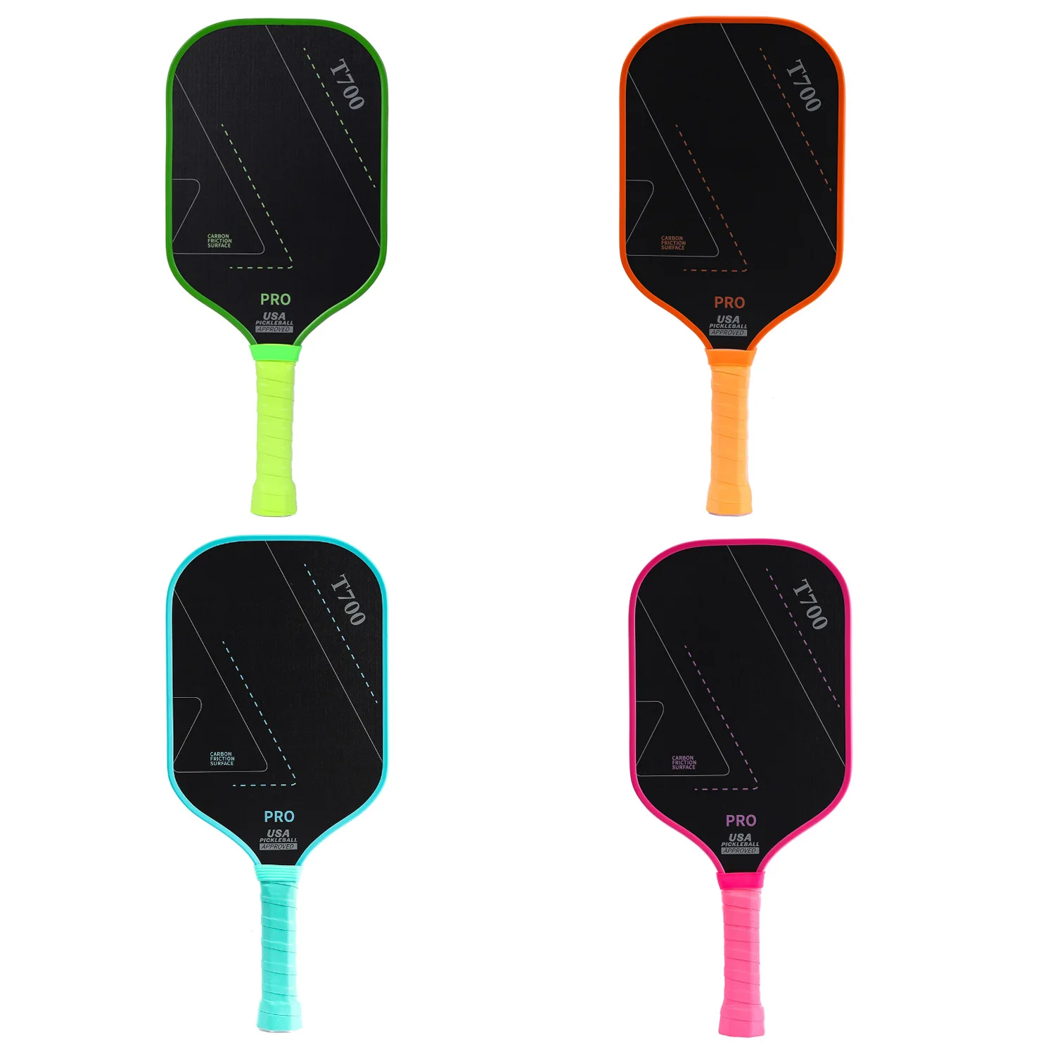 High Grit Spin Compliant Enhanced Power Pickleball Paddle Sweet Spot Raw Carbon Fiber Glass Fibre Surface Fiberglass PP Hole