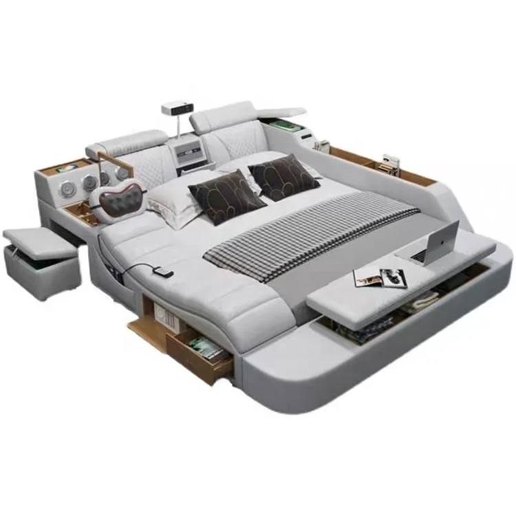 Customizable multifunction storage bed with music design of leather bed tatami factory wholesale bed