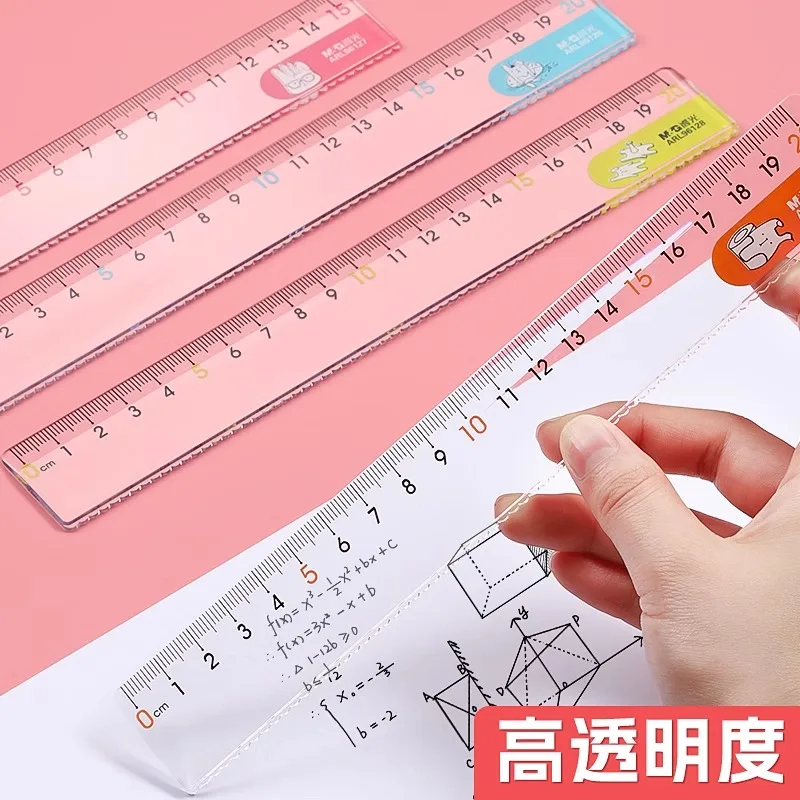 M&G 15cm Cute Cartoon Transparent Plastic Straight Ruler for School Stationery and Drawing Scaleplate
