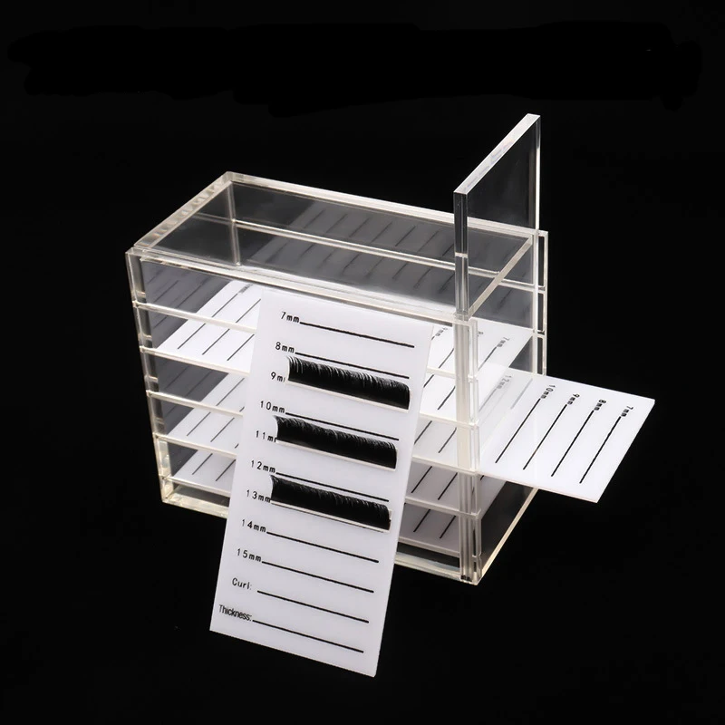 HERSQUEEN top clear lash storage box compartment drawer durable acrylic container for eyelash extensions pallets in 5 layers oem