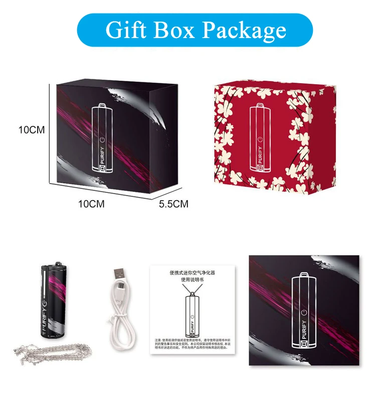 
Travel size negative Ion generator portable necklace air purifier around the neck 