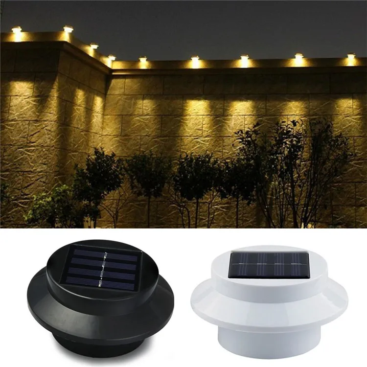 
Factory Round Post Cap Main Gate Pillar Fence Solar Powered Sensor Led Gutter Light For Garden 