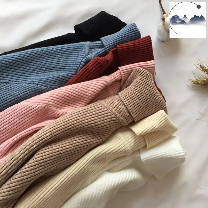 Knitwear manufacturer custom autumn winter beige polo collar long sleeve rib knit women long sweater dress