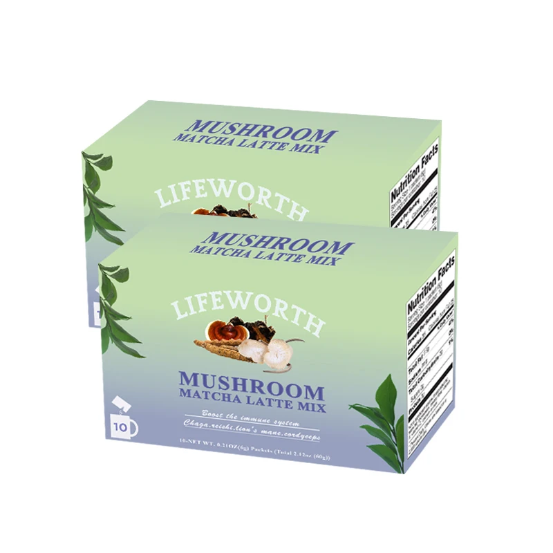 Смесь латте быстрого приготовления из молока LIFEWORTH с органическим зеленым чаем Matcha Adaptogens грибной пробиотик Львиная Грива Рейши и ашваганда
